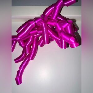 46 BOWS - HOT PINK 3 INCH WIDE CURLY BOWS SELF STICKING BACK - QUANTITY OF 46